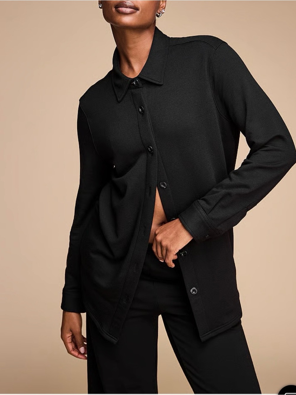 Victoria's Secret PINK Black Button-Up Lounge Shirt S
